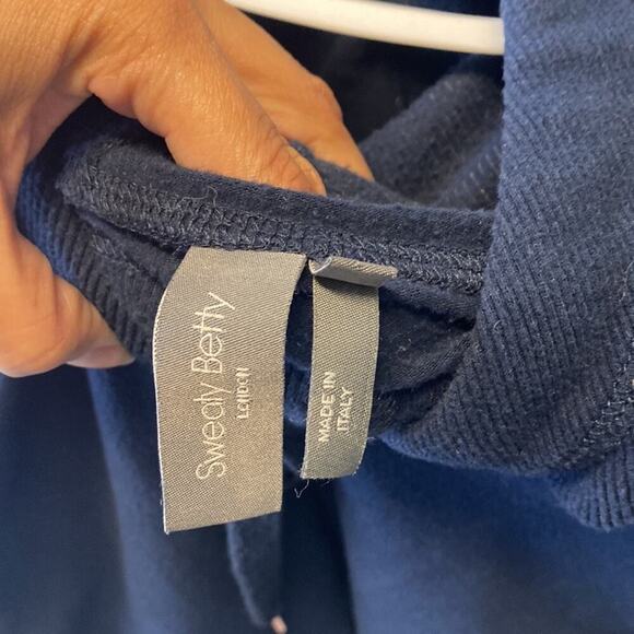 Sweaty Betty Navy Blue Escape Luxe Italian Fleece Hoodie Hoody longline cozy S - Picture 11 of 12